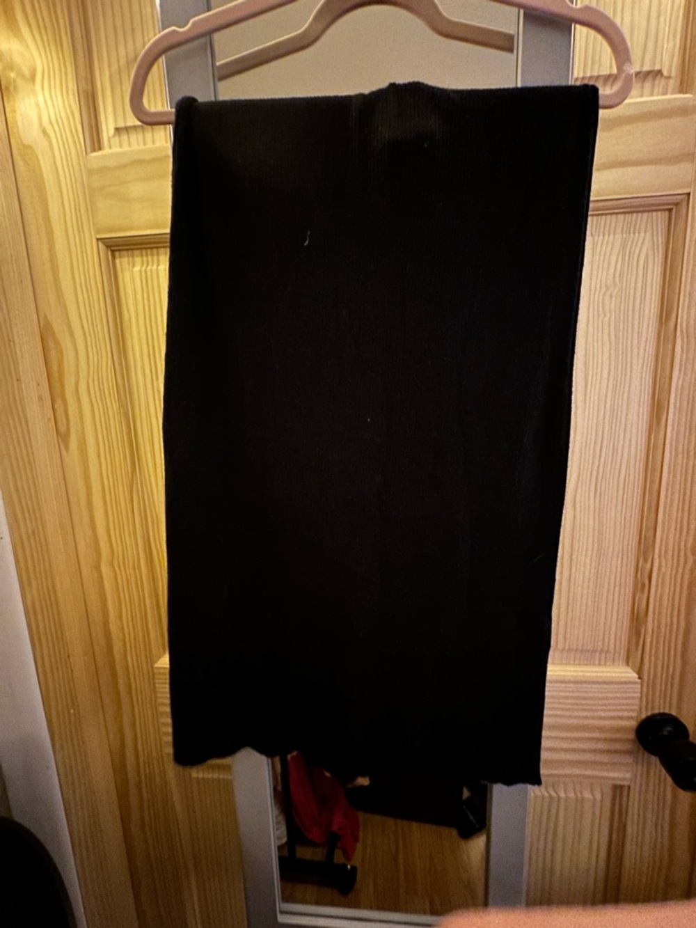Free People Black Rib-Knit Midi Pencil Skirt